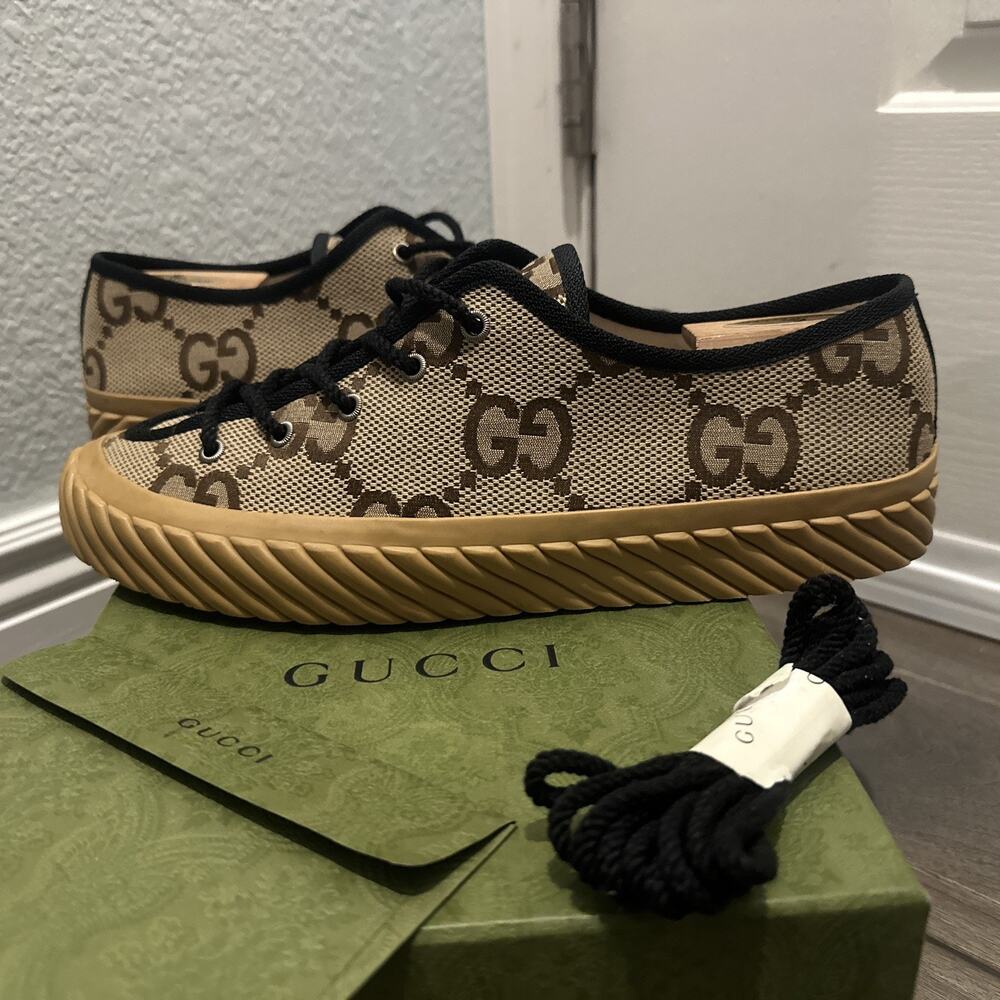 AUTHENTIC GUCCI MAXI GG LOW TOP MONOGRAM SNEAKERS 703031 GG 10 (fits USA SZ 11)